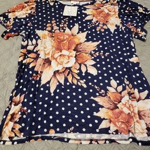 Lularoe Olive Tee Floral Navy XL NWT